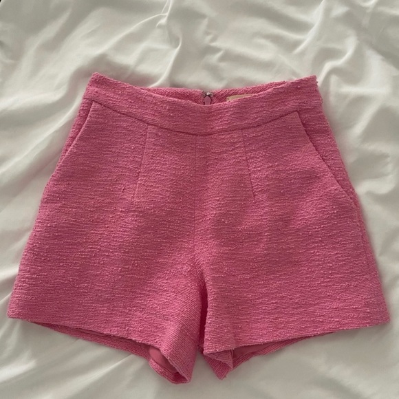 L'AGENCE 🎀 Matching Alexandria Pink Tweed Cropped Jacket & Shorts Set - Picture 14 of 17